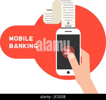 Mobile Banking avec smart phone et chèque Illustration de Vecteur