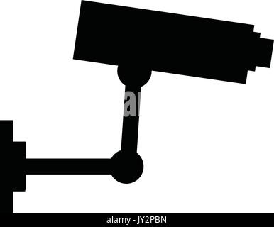 Une silhouette en noir et blanc d'une caméra de sécurité Illustration de Vecteur