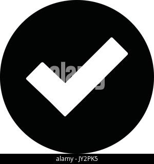 Une silhouette en noir et blanc d'un bouton coche Illustration de Vecteur