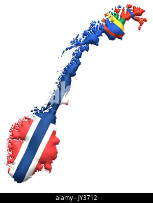 Drapeau Norvège Norge flagg site kart Banque D'Images