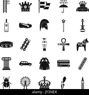 Coronate icons set, le style simple Illustration de Vecteur