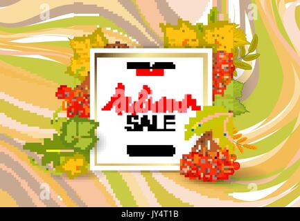Vente d'automne feuilles d'automne avec l'arrière-plan et un rowan sur en toile de fond. Vecteur. Illustration de Vecteur