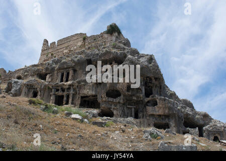 La civilisation lycienne.Les tombeaux des rois vivant dans la ville antique de Caunos Banque D'Images