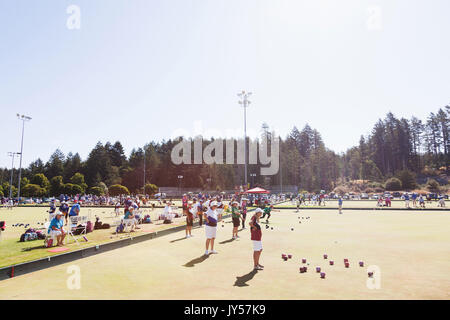 Canadian Lawn Bowling Tournoi des Championnats 2017, Victoria BC Canada Banque D'Images