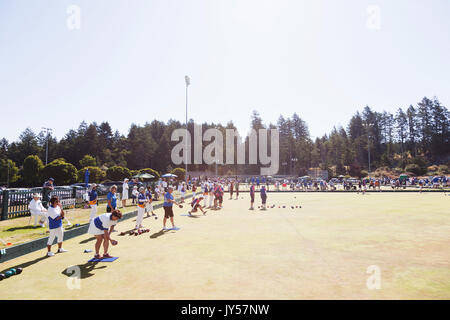 Canadian Lawn Bowling Tournoi des Championnats 2017, Victoria BC Canada Banque D'Images