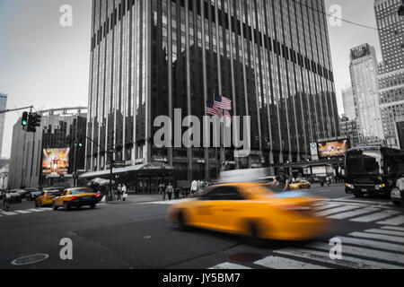 New York Taxi par Madison Square Garden Banque D'Images