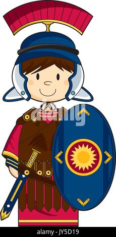 Cute Cartoon ancien centurion romain Illustration Soldat Illustration de Vecteur
