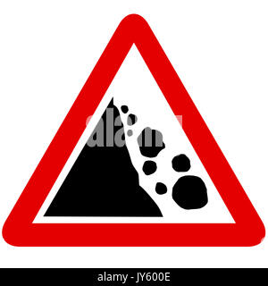La chute ou éboulis road sign on white background Banque D'Images