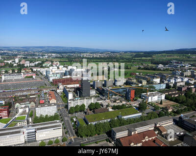 Luftaufnahme Zug Richtung Zürich *** *** légende locale, ville de Zoug, le lac de Zoug, Suisse, Centre-ville, gratte-ciel, le centre-ville, en Suisse, vue aérienne, une Banque D'Images