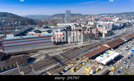 Luftaufnahme Bahnhof Winterthur und Wintower *** *** Local Caption Winterthur, Zurich, CFF, train, ville, en Suisse, vue aérienne, la photographie aérienne, Banque D'Images