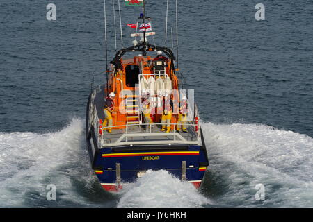 Lancement de Moelfre Lifeboat, Banque D'Images