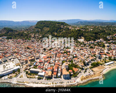 Vue aérienne de la ville de Zakynthos à Zante island, en Grèce Banque D'Images