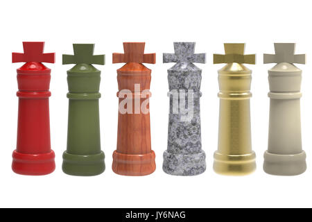 Six pièces d'échecs roi isolated on white Banque D'Images