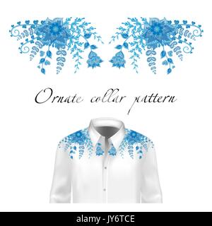 Vector design pour chemises à col et les blouses. Ligne de cou colorés de fleurs ethnique. La broderie pour la Mode Illustration de Vecteur