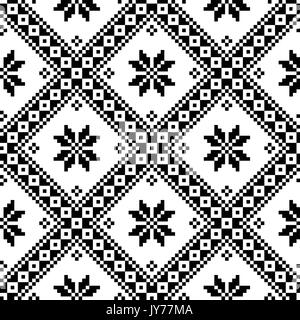 Ukrainien transparente ou l'art populaire biélorusse motif noir broderie motif monochrome de l'Ukraine ou la Biélorussie contexte géométrique - Illustration de Vecteur