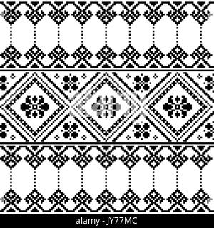 L'art populaire de Biélorussie et Ukraine et broderie florale noir motif ou sans motif ethnique d'impression monochrome de l'Ukraine ou la Biélorussie sur blanc b Illustration de Vecteur