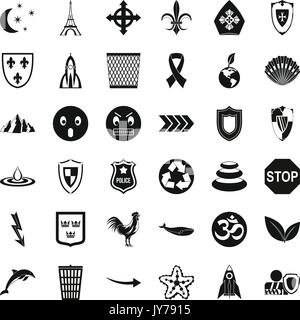L'emblème de Nice, le style simple icons set Illustration de Vecteur