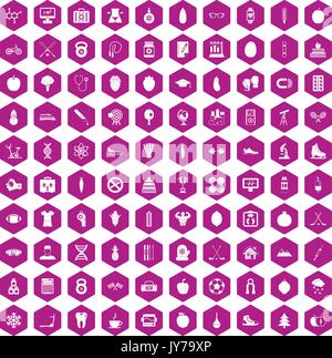 100 icônes personne bien violet hexagonale Illustration de Vecteur