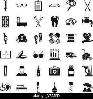 Personne handicapée icons set, le style simple Illustration de Vecteur