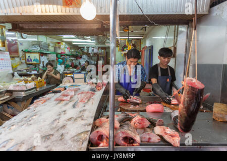 Vendeurs de rue dans les marchés de Chinatown, Bangkok, Thaïlande Banque D'Images