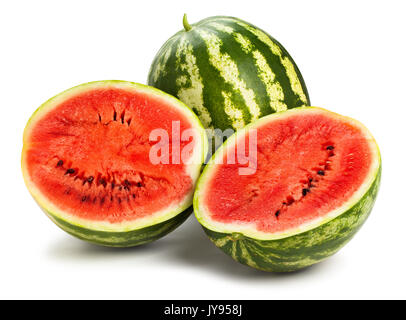 Tranches de melon d'eau isolé chemin Banque D'Images