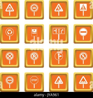 Différentes icônes de signalisation orange set Illustration de Vecteur