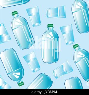 L'eau en bouteille et verre Illustration de Vecteur