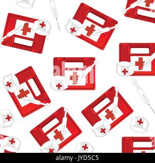 Trousse de premiers secours et d'une seringue médicale Illustration de Vecteur