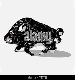 Sanglier noir sauvage Illustration de Vecteur