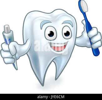 Tooth Mascot Cartoon Character Illustration de Vecteur