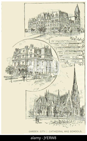 US NY(1891) p603 NEW YORK, GARDEN CITY CATHÉDRALE ET ÉCOLES Banque D'Images