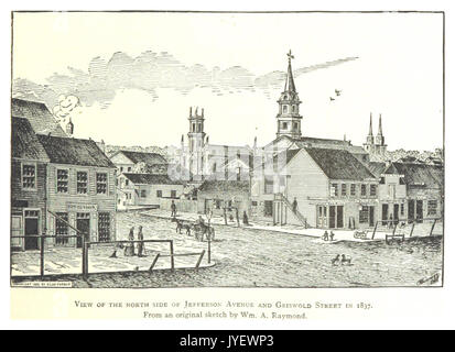 Agriculteur(1884) Detroit, p509 VUE DU CÔTÉ NORD DE JEFFERSON AVENUE ET GRISWOLD Street en 1837. À PARTIR D'UN CROQUIS ORIGINAL PAR WM. A. RAYMOND Banque D'Images