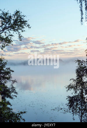 Brume matinale sur le lac Banque D'Images