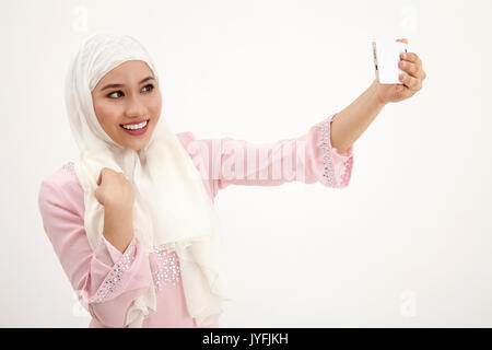 Close up of malay femme selfies Banque D'Images