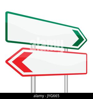 Panneau routier en blanc sur fond bleu, paire de panneaux isolés - Vector Illustration Illustration de Vecteur