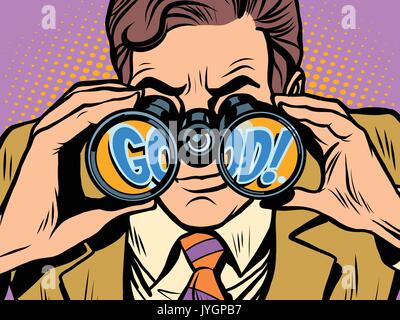 Bon Businessman looking through binoculars Illustration de Vecteur