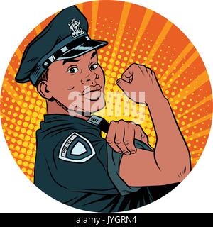 Nous pouvons le faire policier noir pop art américain africain avatar cha Illustration de Vecteur