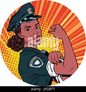 Nous pouvons le faire de la police de l'Afrique noire femme pop art américain avatar Illustration de Vecteur