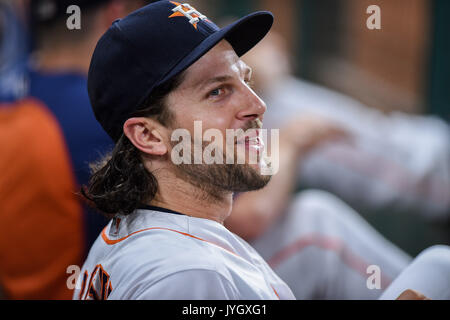 16 août 2017 : Astros de Houston Jake Marisnick (6) pendant un match entre les Astros de Houston et l'Arizona Diamondbacks au Minute Maid Park de Houston, TX. Chris Brown/CSM Banque D'Images