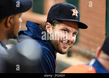 16 août 2017 : Astros de Houston center fielder Jake Marisnick (6) pendant un match entre les Astros de Houston et l'Arizona Diamondbacks au Minute Maid Park de Houston, TX. Chris Brown/CSM Banque D'Images