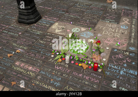 Barcelone, Catalogne, Espagne. Août 19, 2017. Hommages aux victimes de l'attaque de Barcelone. Crédit : Charlie Perez/Alamy Live News Banque D'Images