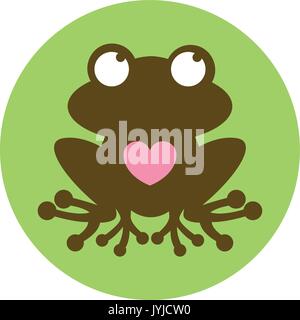 Cartoon Grenouille avec Valentine en silhouette Vector Illustration Illustration de Vecteur