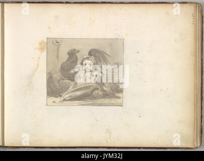 Un bébé en robe du 16ème siècle avec un coq et un chien (en carnet de croquis avec des dessins sur vingt six feuilles) rencontré DP826419 Banque D'Images