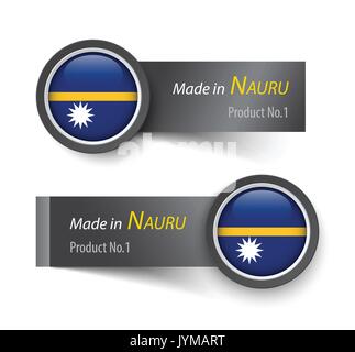 L'icône du drapeau et de l'étiquette avec le texte fait à Nauru . Illustration de Vecteur