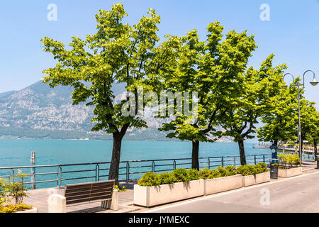 Promenade dans la rue sur la ville d'ISEO LAC D'Iseo, Lombardie, Italie. Célèbre station Italienne. Le lac d'Iseo (ou Lago d'Iseo) est le 4ème plus grand lac en Lombardie Banque D'Images