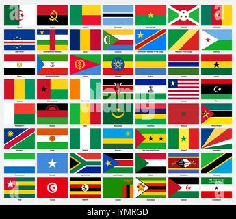 Ensemble de drapeaux de tous les pays africains. Illustration de Vecteur