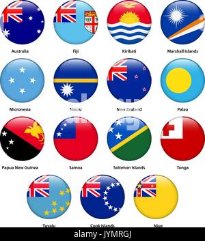 Ensemble de tous les drapeaux des pays de l'Océanie Illustration de Vecteur