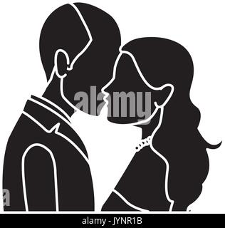 Couples mariage romantique la femme et l'homme s'embrasser Illustration de Vecteur