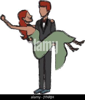 Couple marié porte mariée de la cérémonie de mariage d'armes Illustration de Vecteur