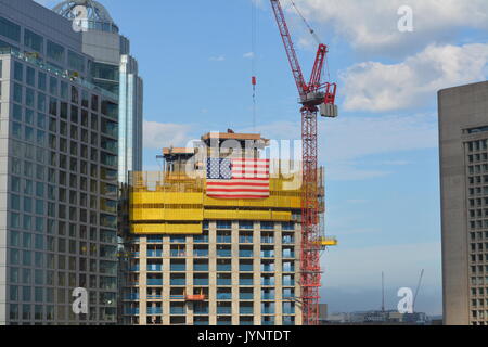 Un gratte-ciel en construction à Boston, MA Banque D'Images